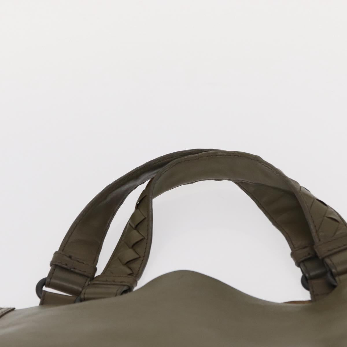 BOTTEGA VENETA INTRECCIATO Hand Bag Leather Khaki Auth bs30818