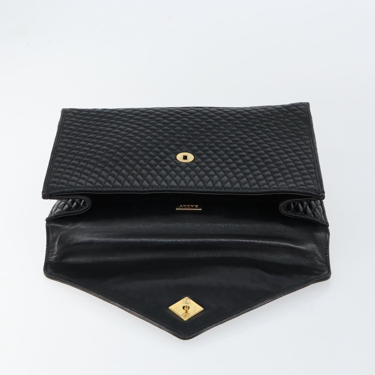 BALLY Hand Bag Leather Black Gold Auth bs30820