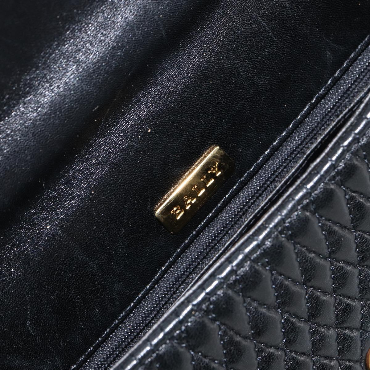 BALLY Hand Bag Leather Black Gold Auth bs30820