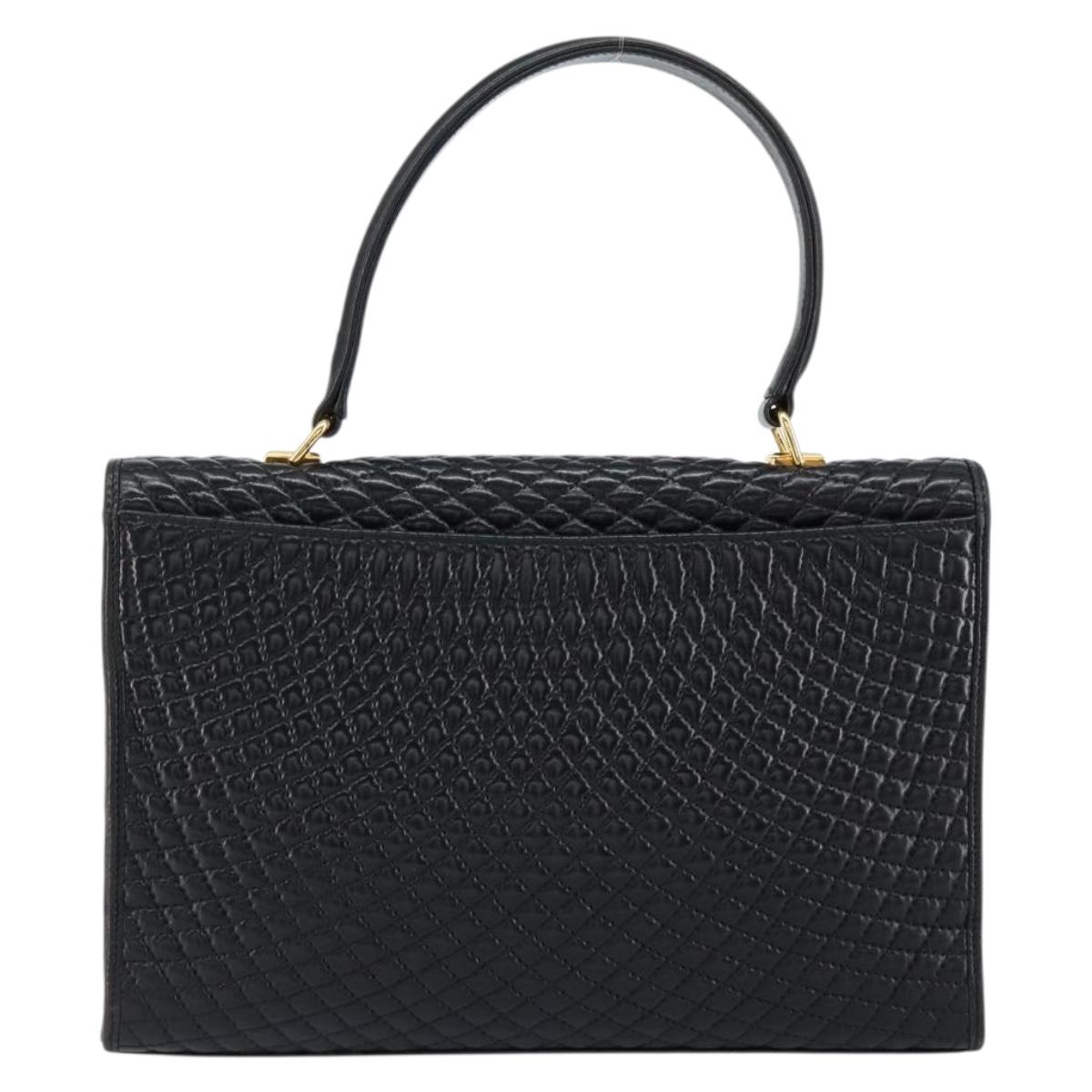 BALLY Hand Bag Leather Black Gold Auth bs30820