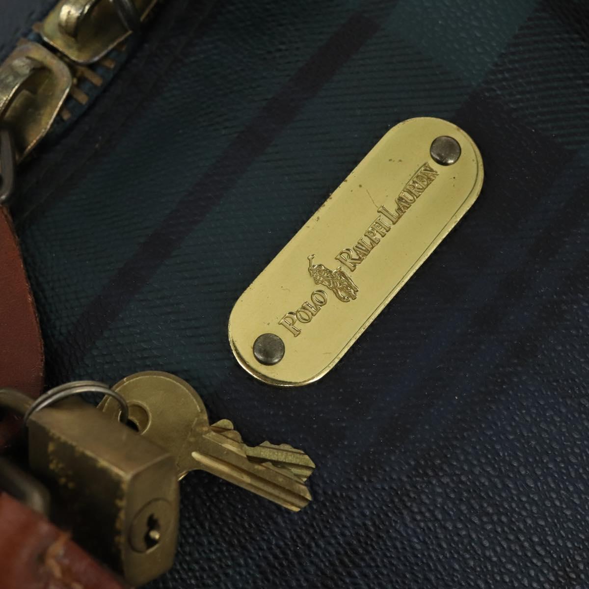 Poro Ralph Lauren Boston Bag Leather PVC Green Auth bs30821