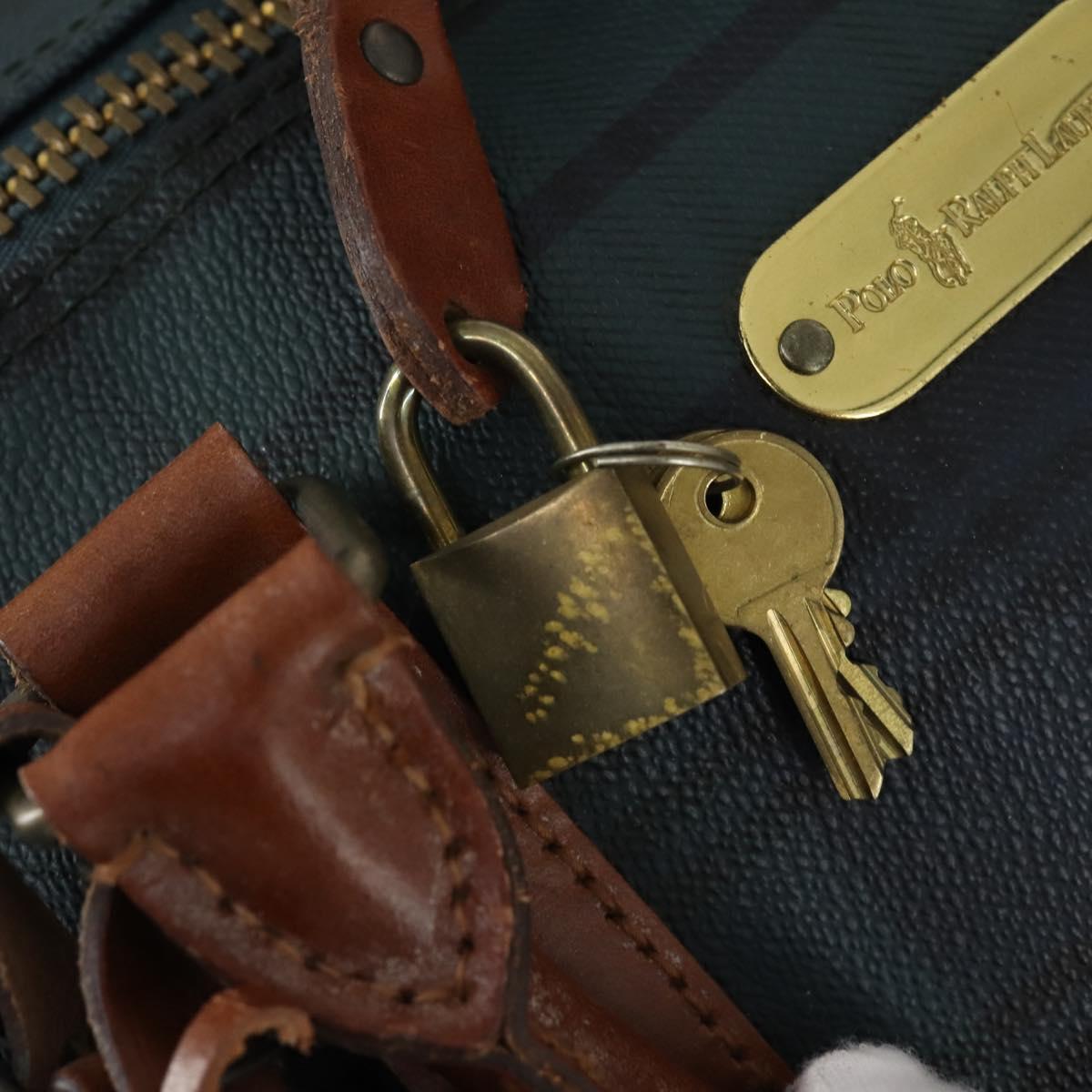 Poro Ralph Lauren Boston Bag Leather PVC Green Auth bs30821