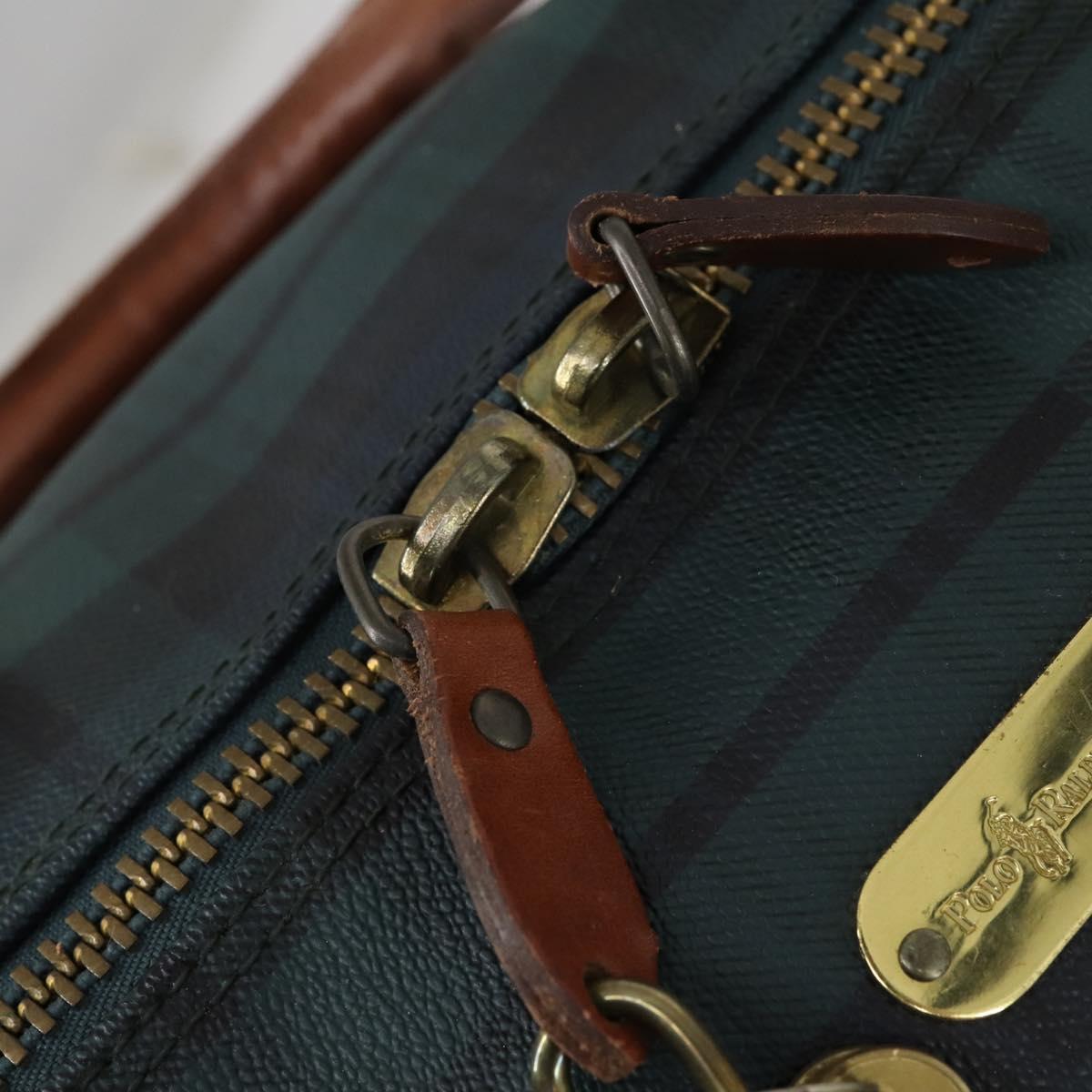 Poro Ralph Lauren Boston Bag Leather PVC Green Auth bs30821