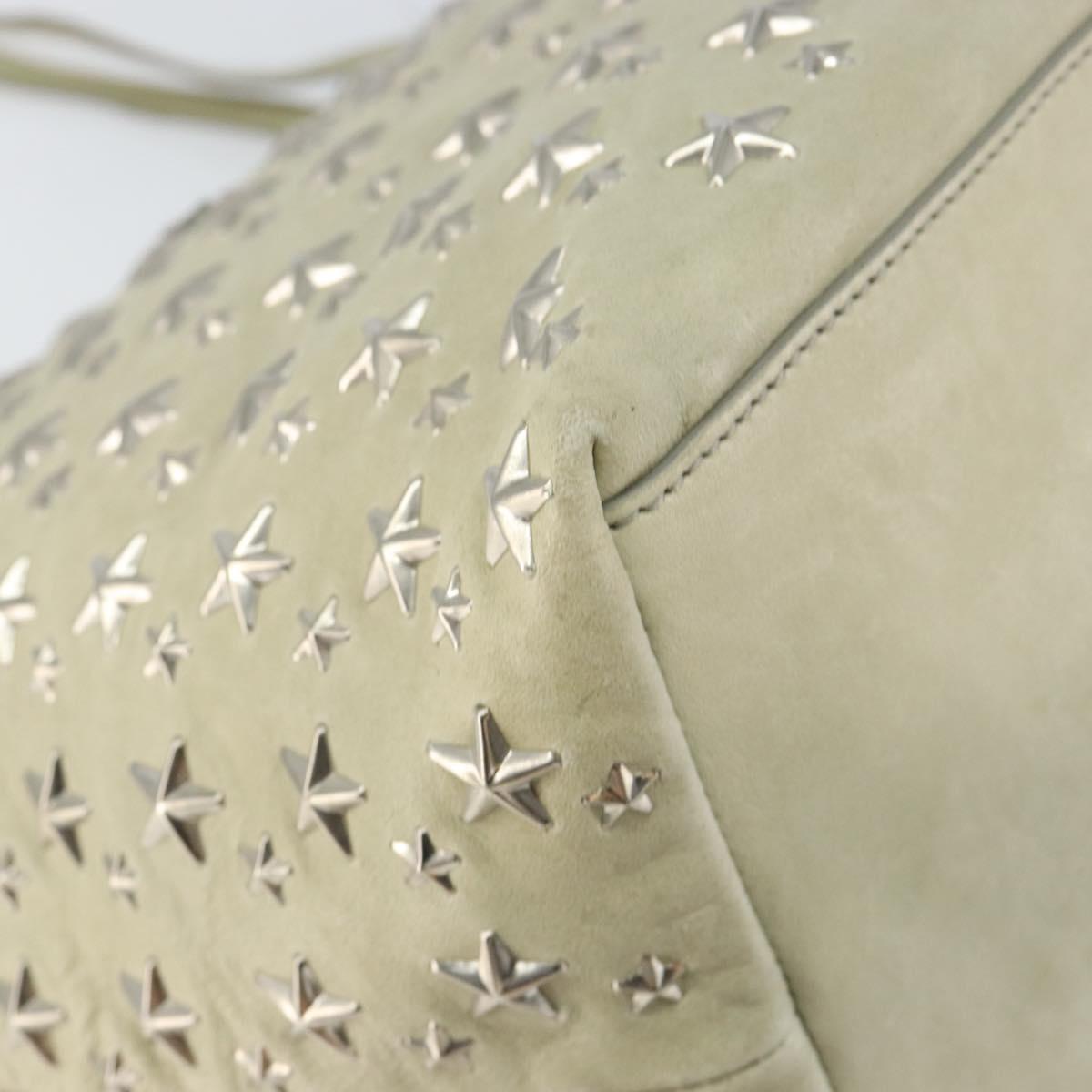 Jimmy Choo Studs Tote Bag Leather Beige Silver Auth bs30825