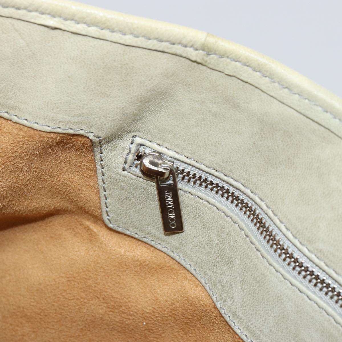 Jimmy Choo Studs Tote Bag Leather Beige Silver Auth bs30825