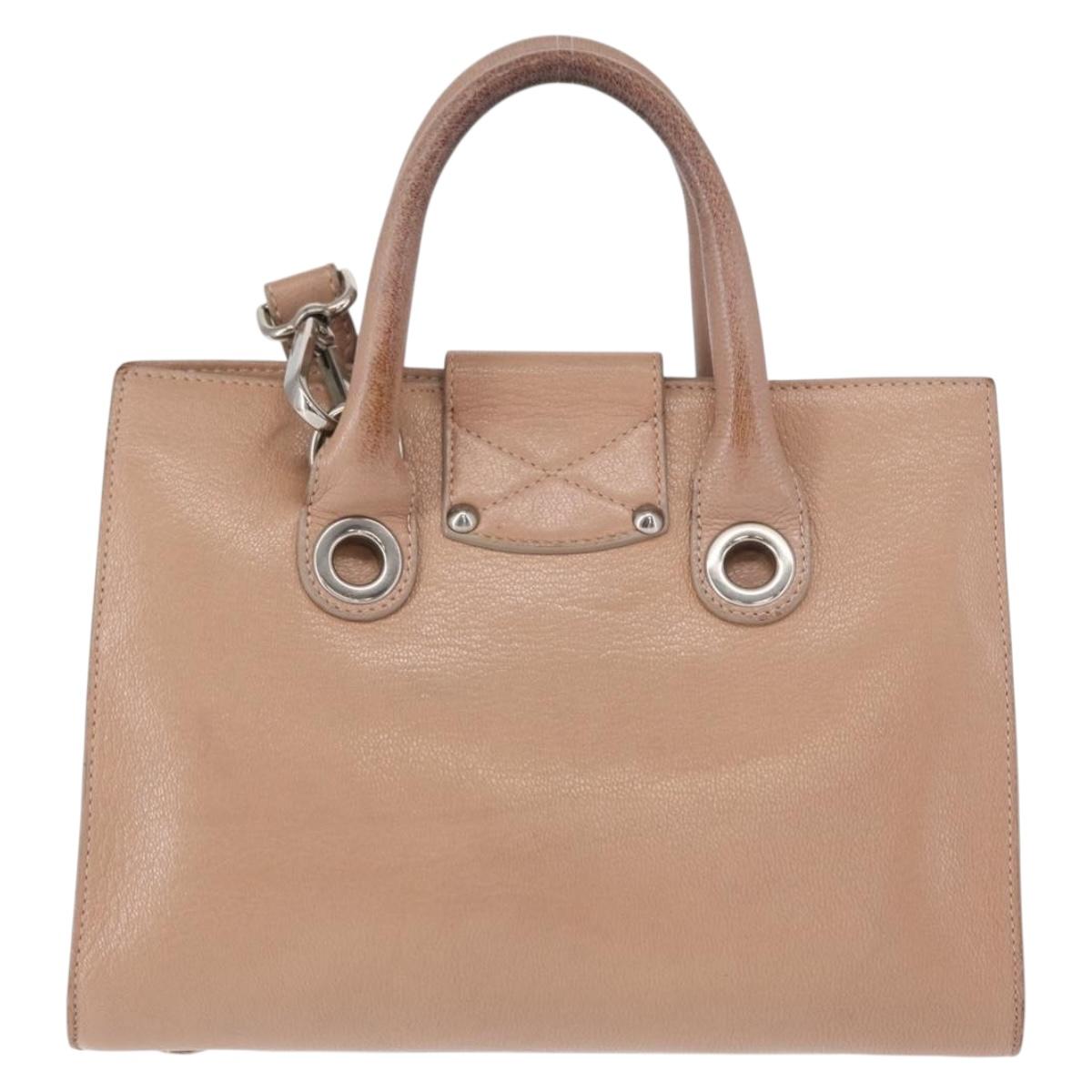 Jimmy Choo Hand Bag Leather 2way Pink Silver Auth bs30826