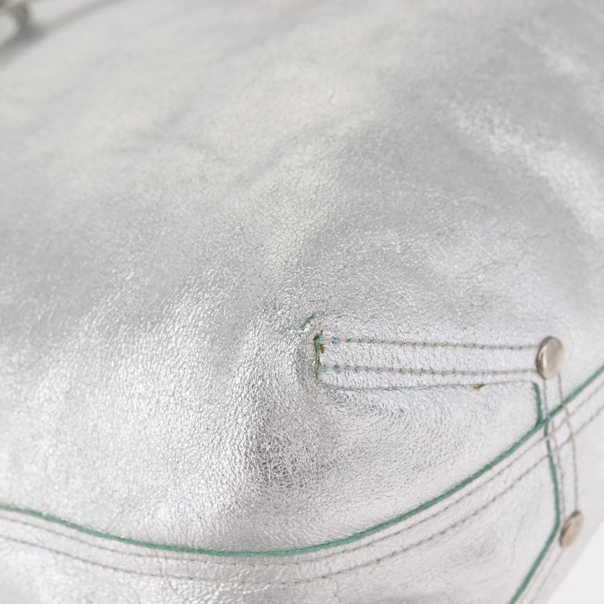 TIFFANY&Co. Hand Bag Leather Silver Auth bs30827