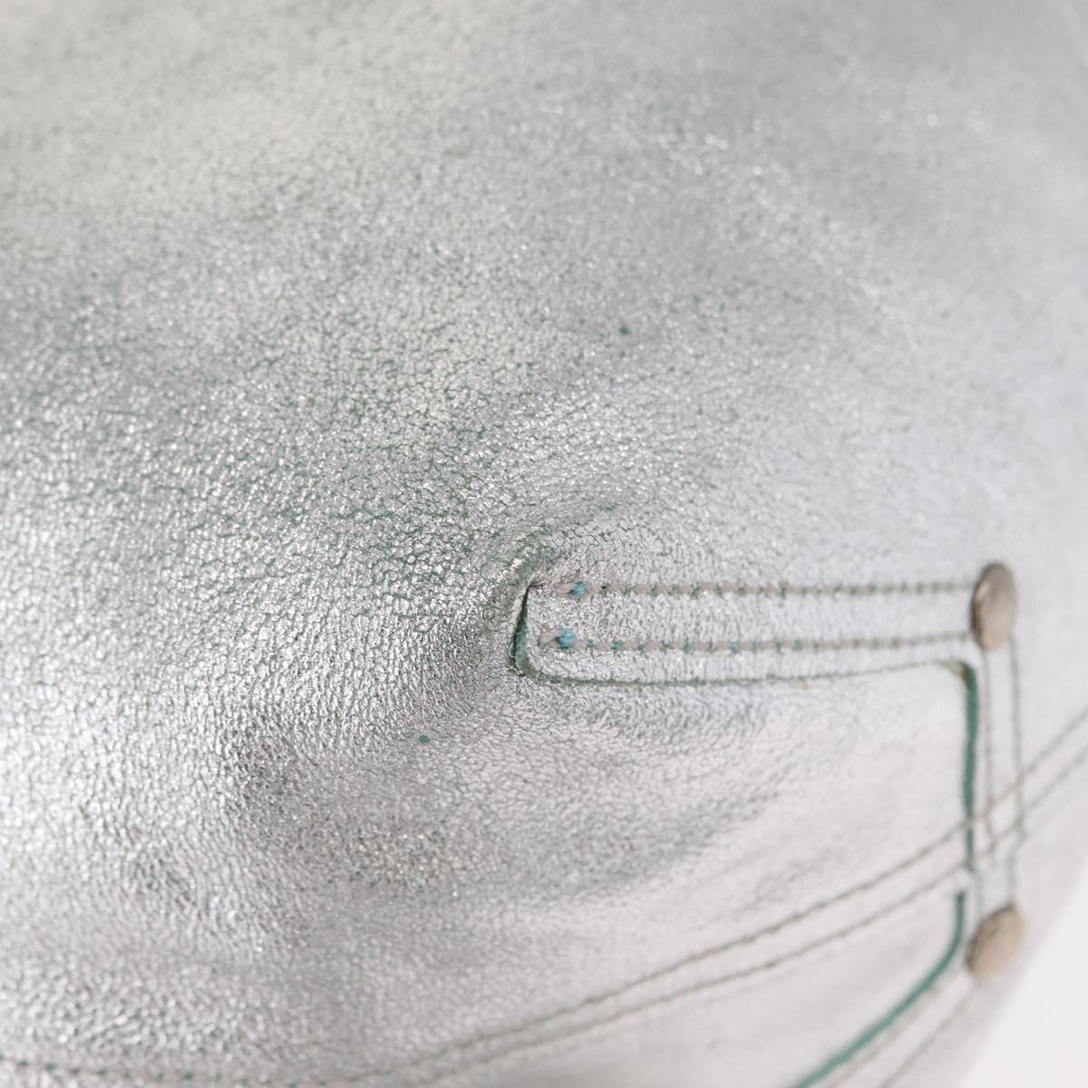 TIFFANY&Co. Hand Bag Leather Silver Auth bs30827