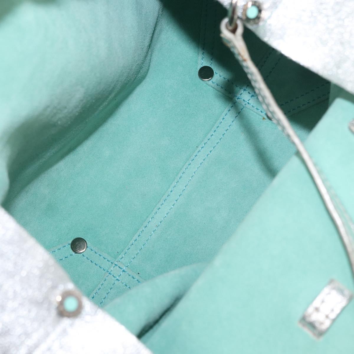 TIFFANY&Co. Hand Bag Leather Silver Auth bs30827