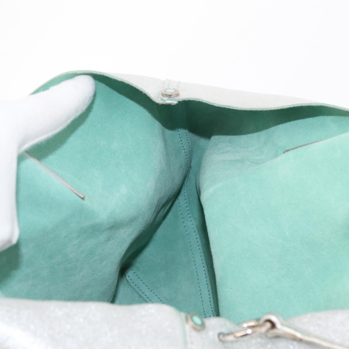 TIFFANY&Co. Hand Bag Leather Silver Auth bs30827