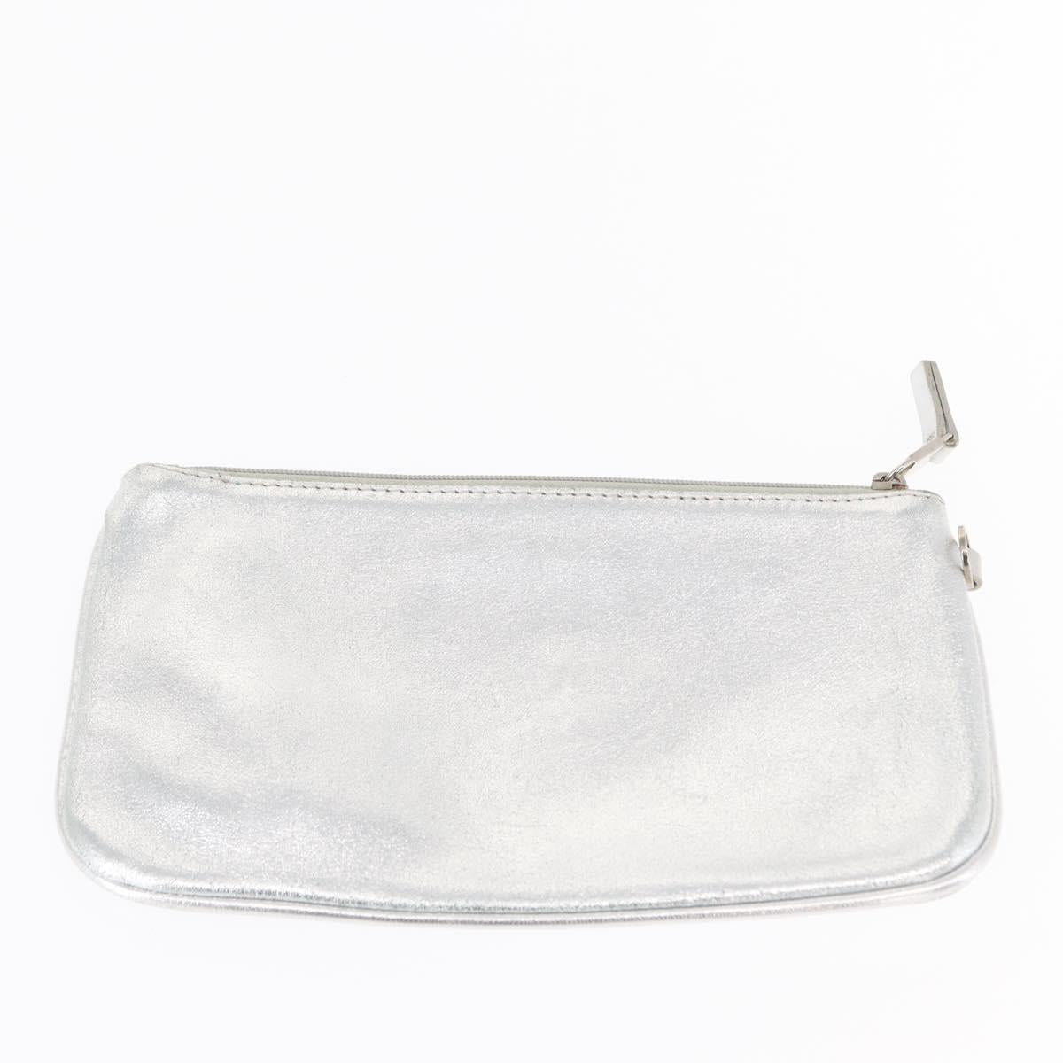 TIFFANY&Co. Hand Bag Leather Silver Auth bs30827