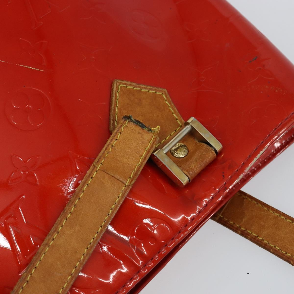 LOUIS VUITTON Monogram Vernis Houston Hand Bag Rouge M91092 LV Auth bs30835