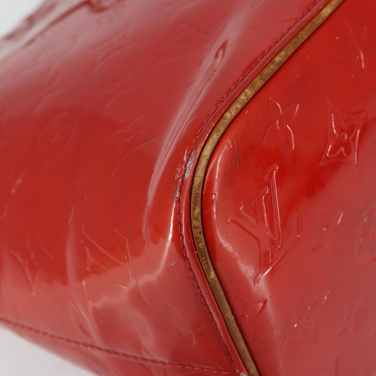 LOUIS VUITTON Monogram Vernis Houston Hand Bag Rouge M91092 LV Auth bs30835