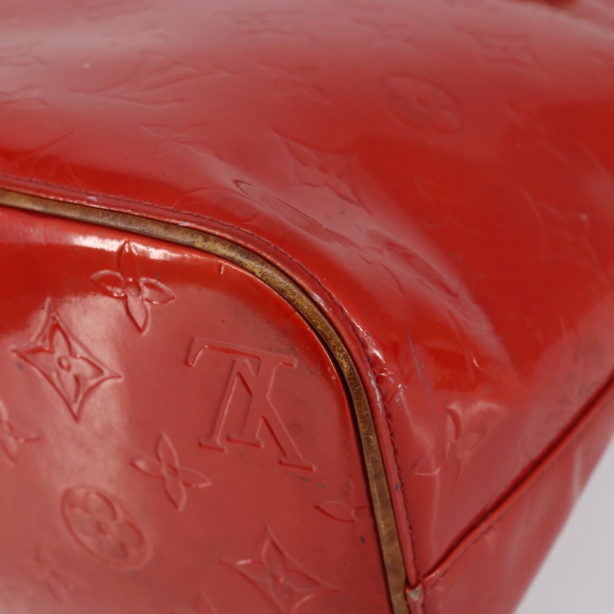 LOUIS VUITTON Monogram Vernis Houston Hand Bag Rouge M91092 LV Auth bs30835