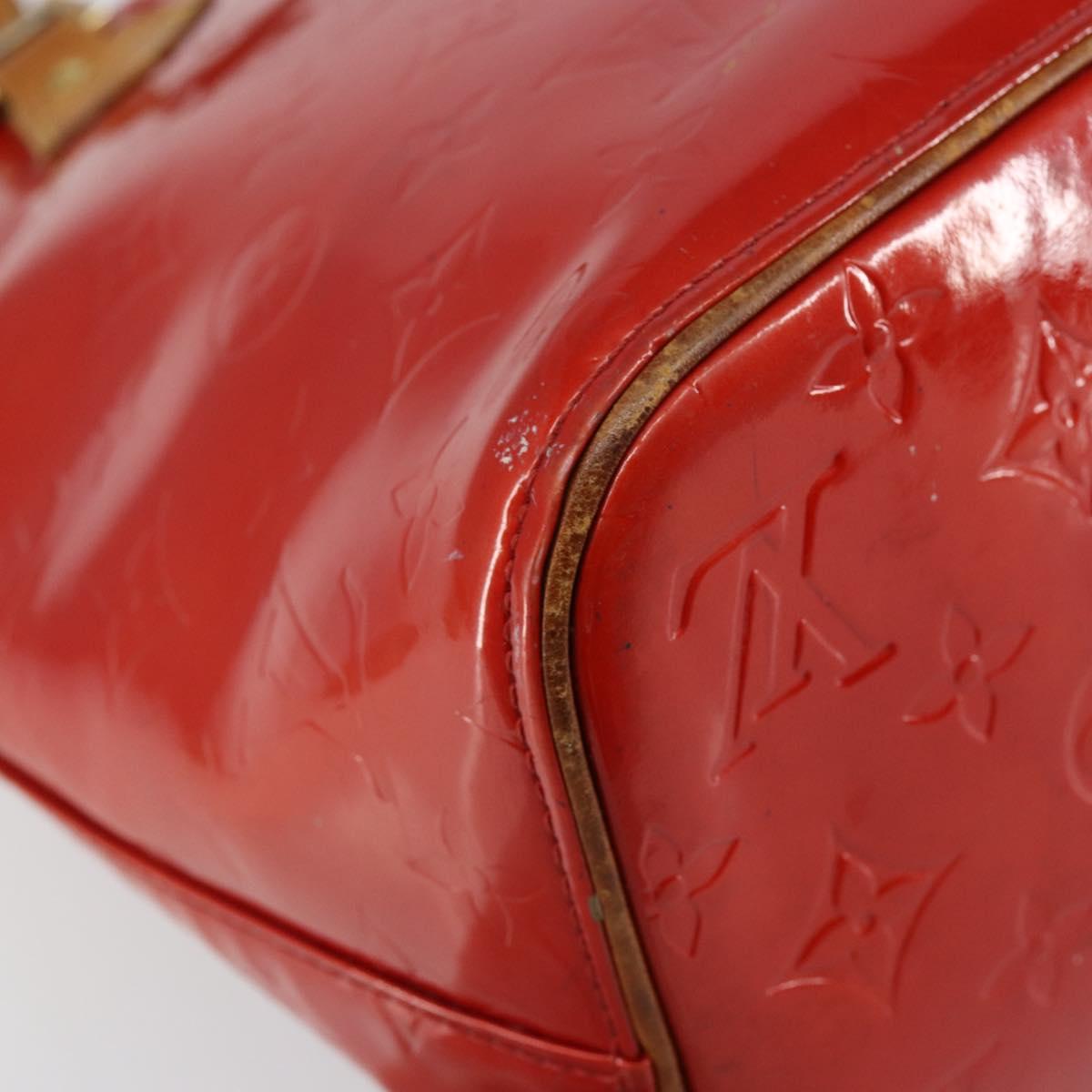 LOUIS VUITTON Monogram Vernis Houston Hand Bag Rouge M91092 LV Auth bs30835