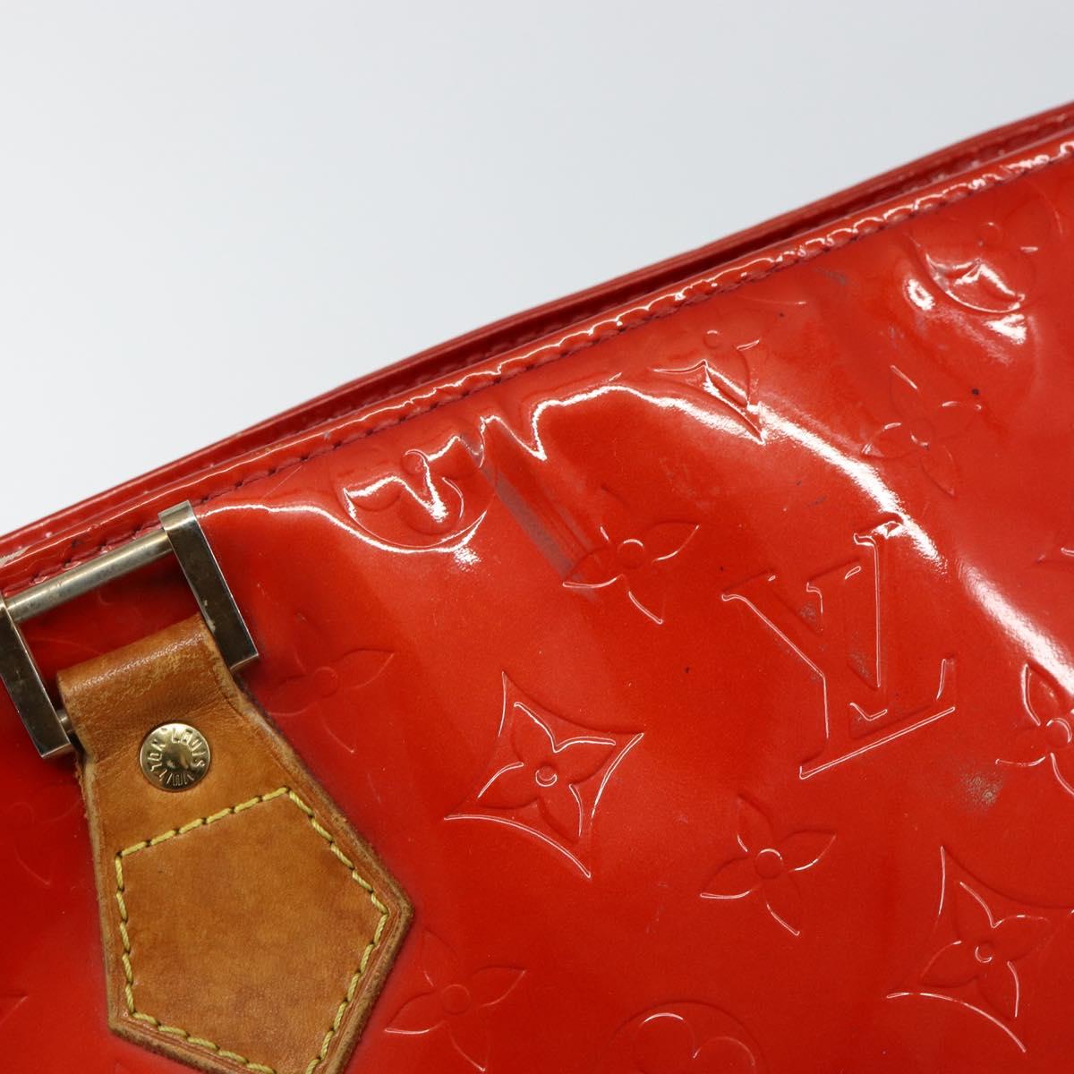 LOUIS VUITTON Monogram Vernis Houston Hand Bag Rouge M91092 LV Auth bs30835