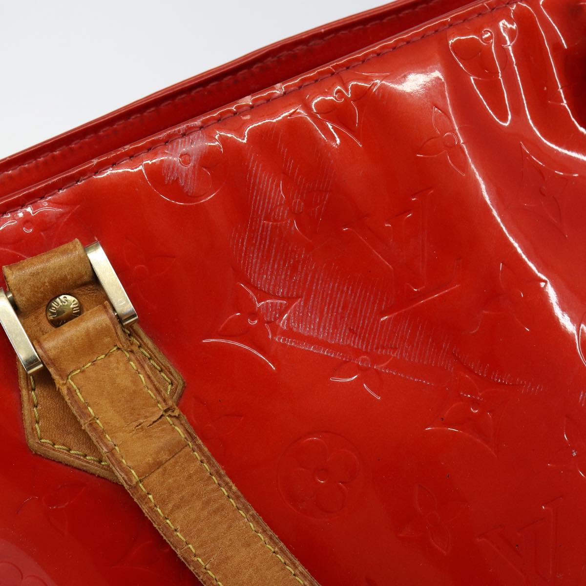 LOUIS VUITTON Monogram Vernis Houston Hand Bag Rouge M91092 LV Auth bs30835