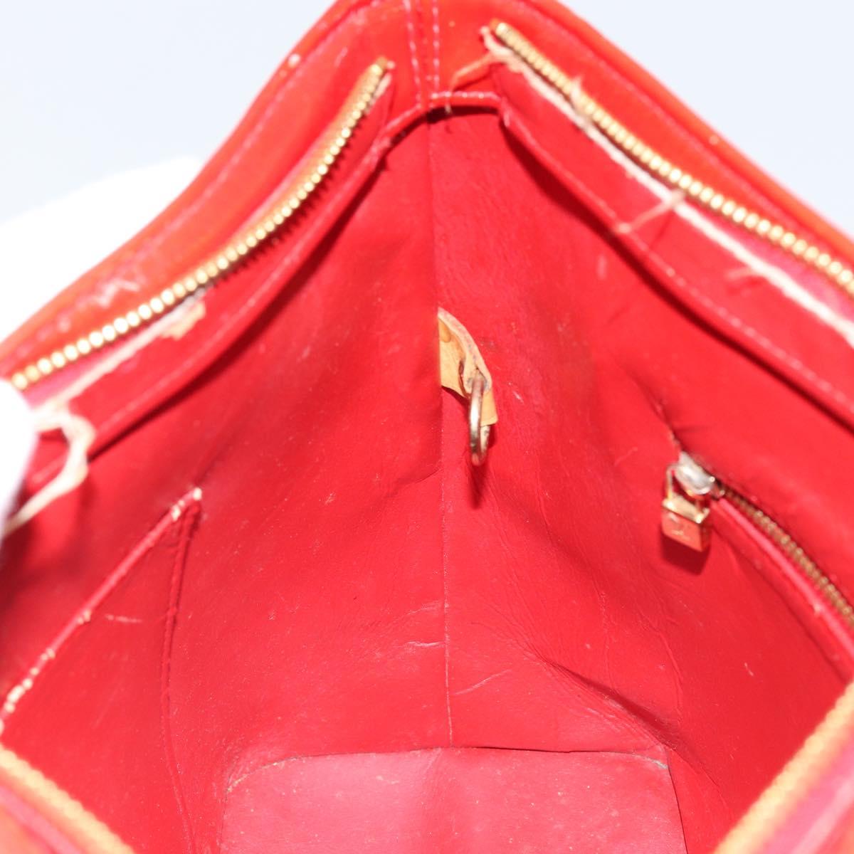 LOUIS VUITTON Monogram Vernis Houston Hand Bag Rouge M91092 LV Auth bs30835