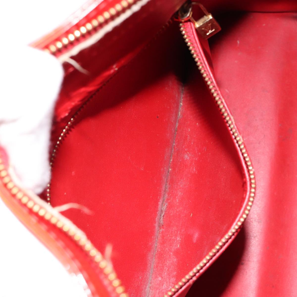 LOUIS VUITTON Monogram Vernis Houston Hand Bag Rouge M91092 LV Auth bs30835