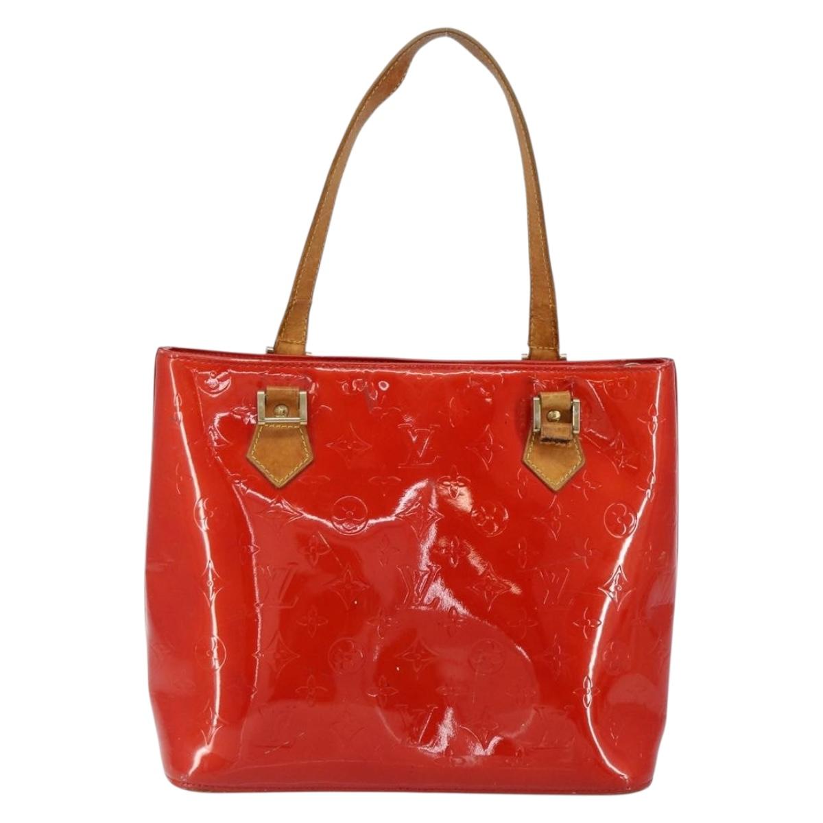 LOUIS VUITTON Monogram Vernis Houston Hand Bag Rouge M91092 LV Auth bs30835