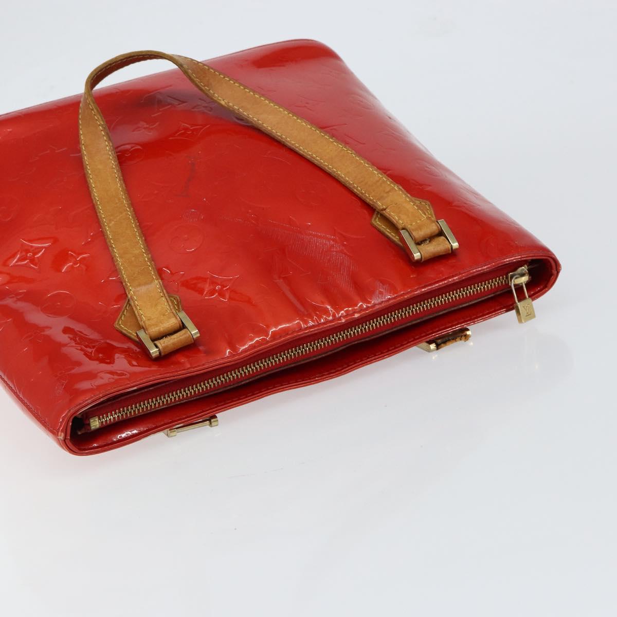 LOUIS VUITTON Monogram Vernis Houston Hand Bag Rouge M91092 LV Auth bs30835