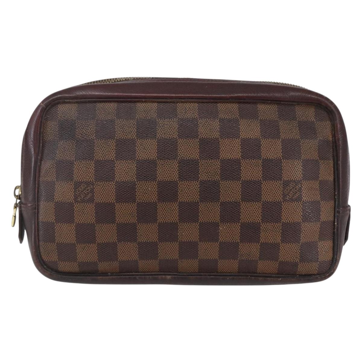 LOUIS VUITTON Damier Ebene Trousse Toilette25 Clutch Bag N47624 LV Auth bs30836