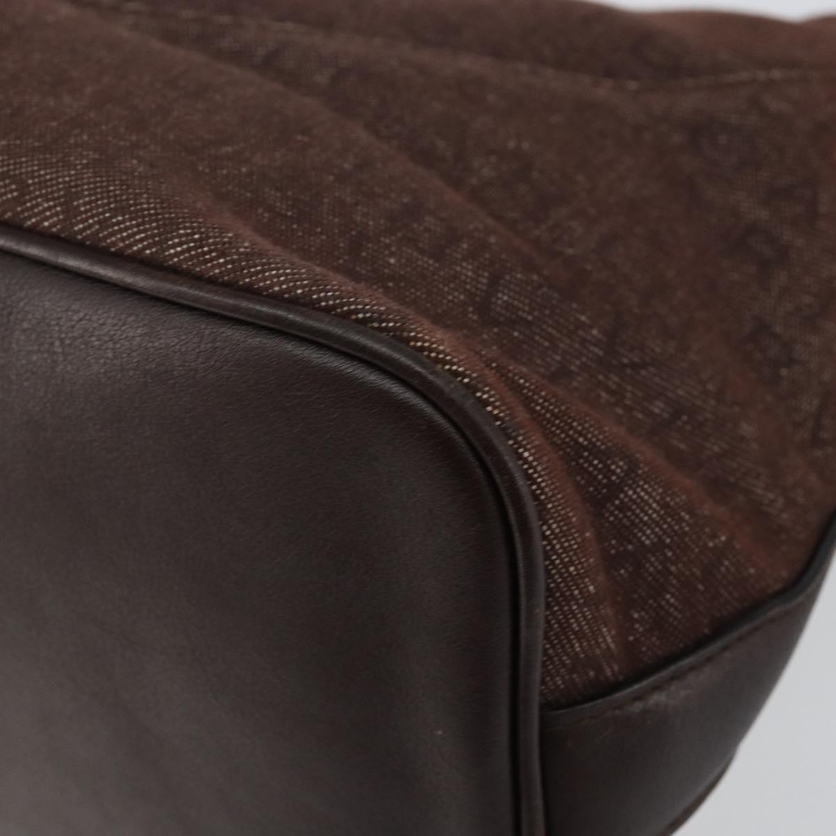 BVLGARI Logo Mania Shoulder Bag Canvas Brown Gold Auth bs30838