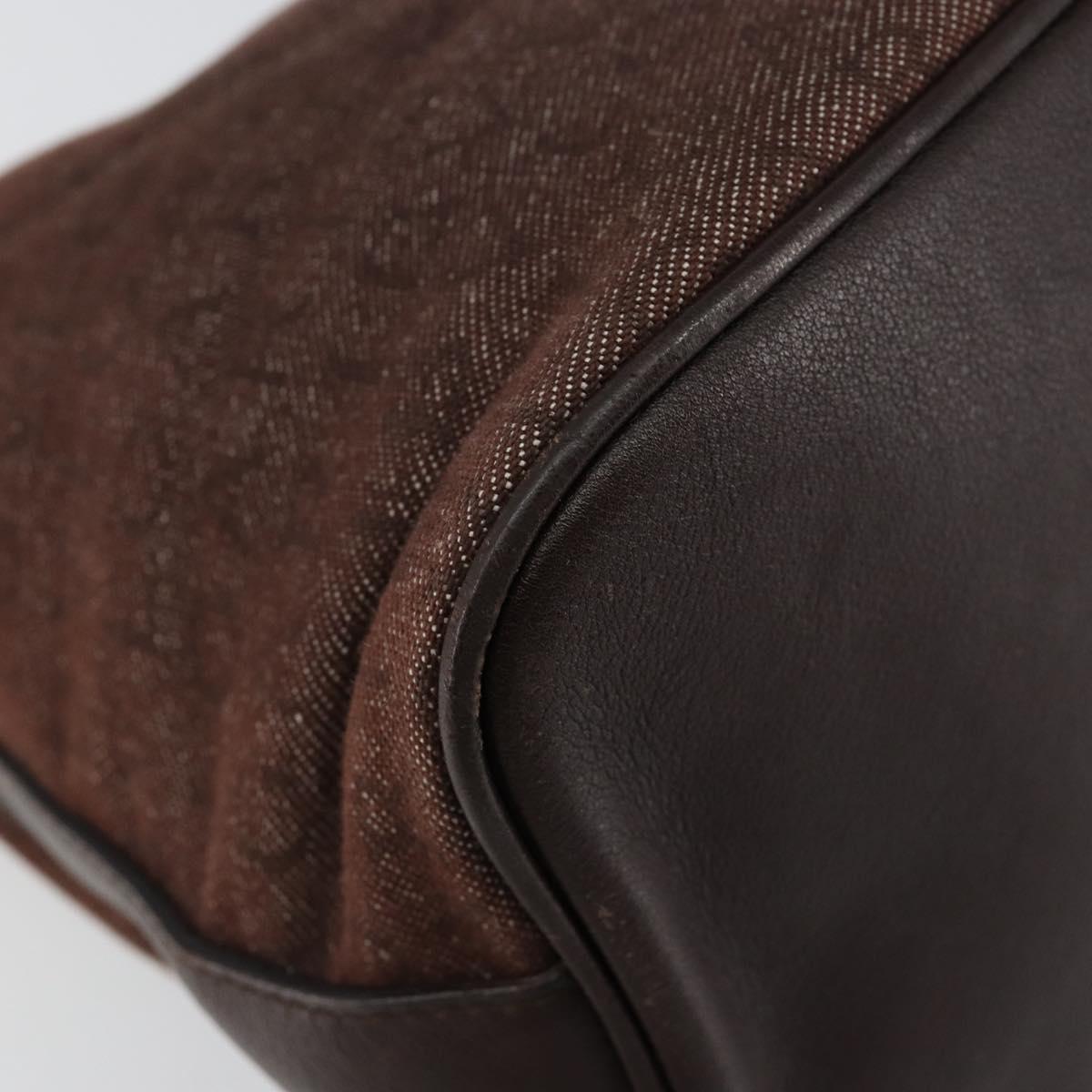 BVLGARI Logo Mania Shoulder Bag Canvas Brown Gold Auth bs30838