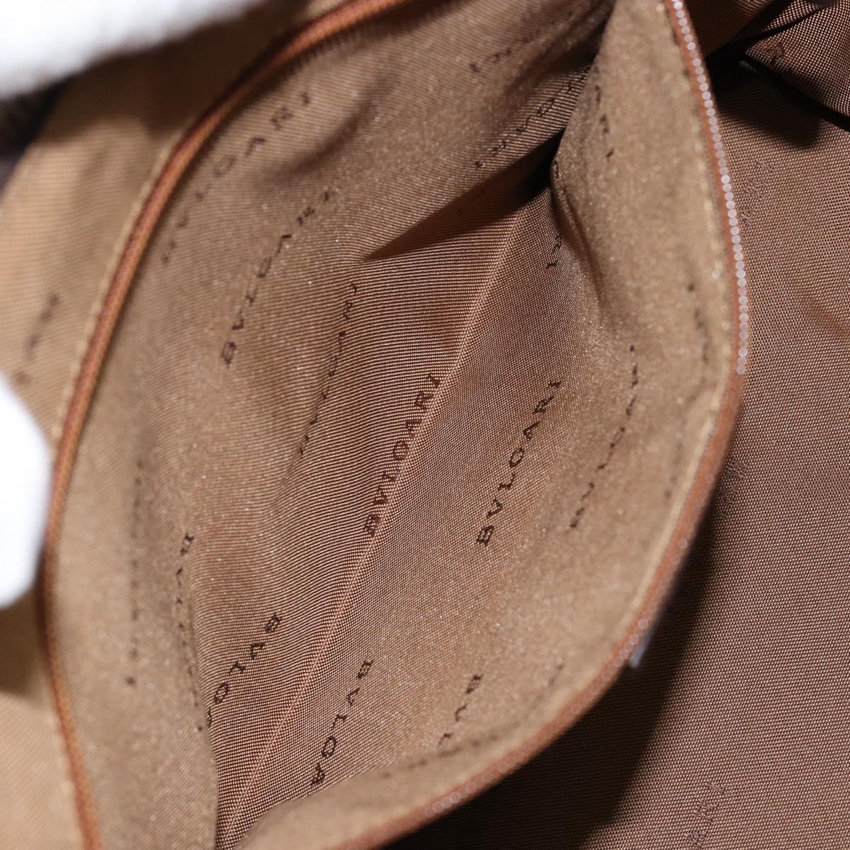 BVLGARI Logo Mania Shoulder Bag Canvas Brown Gold Auth bs30838