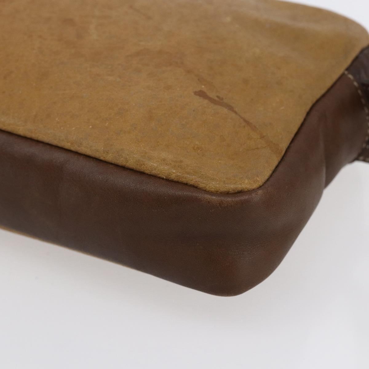 LOEWE Anagram Clutch Bag Leather Brown Gold Auth bs30839