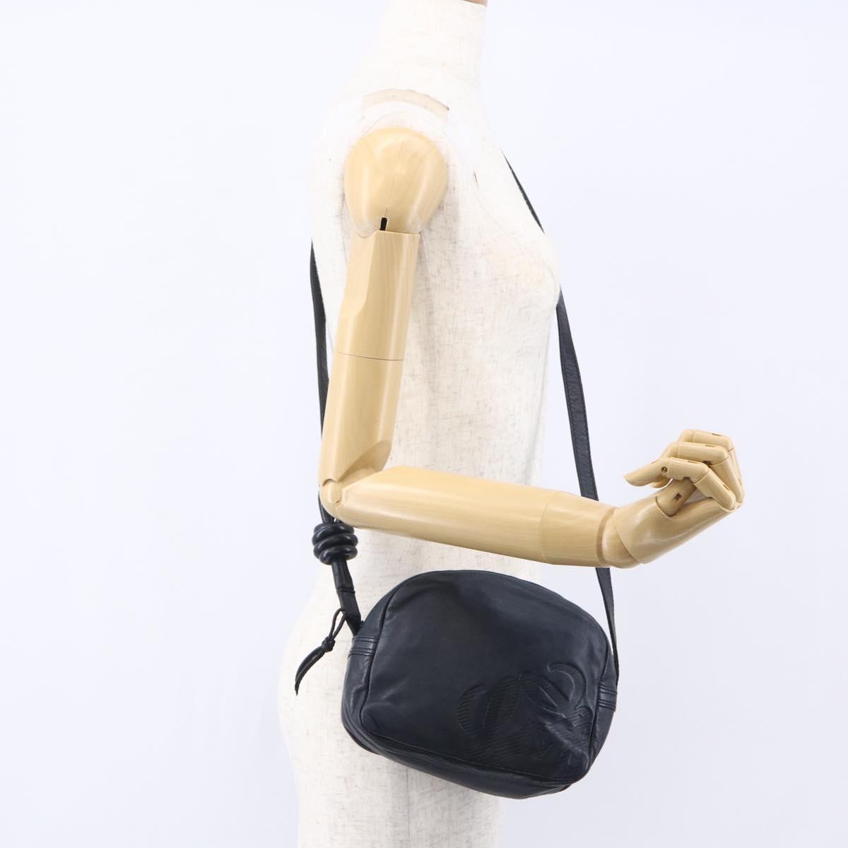 LOEWE Anagram Shoulder Bag Leather Navy Auth bs30840