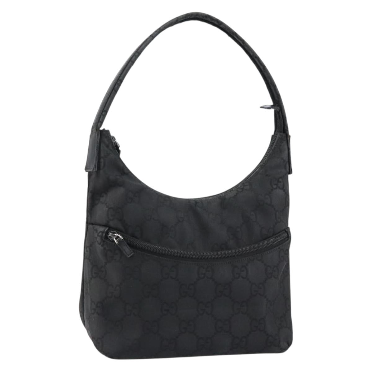 GUCCI GG Canvas Shoulder Bag Nylon Black Silver 001 3386 Auth bs30841