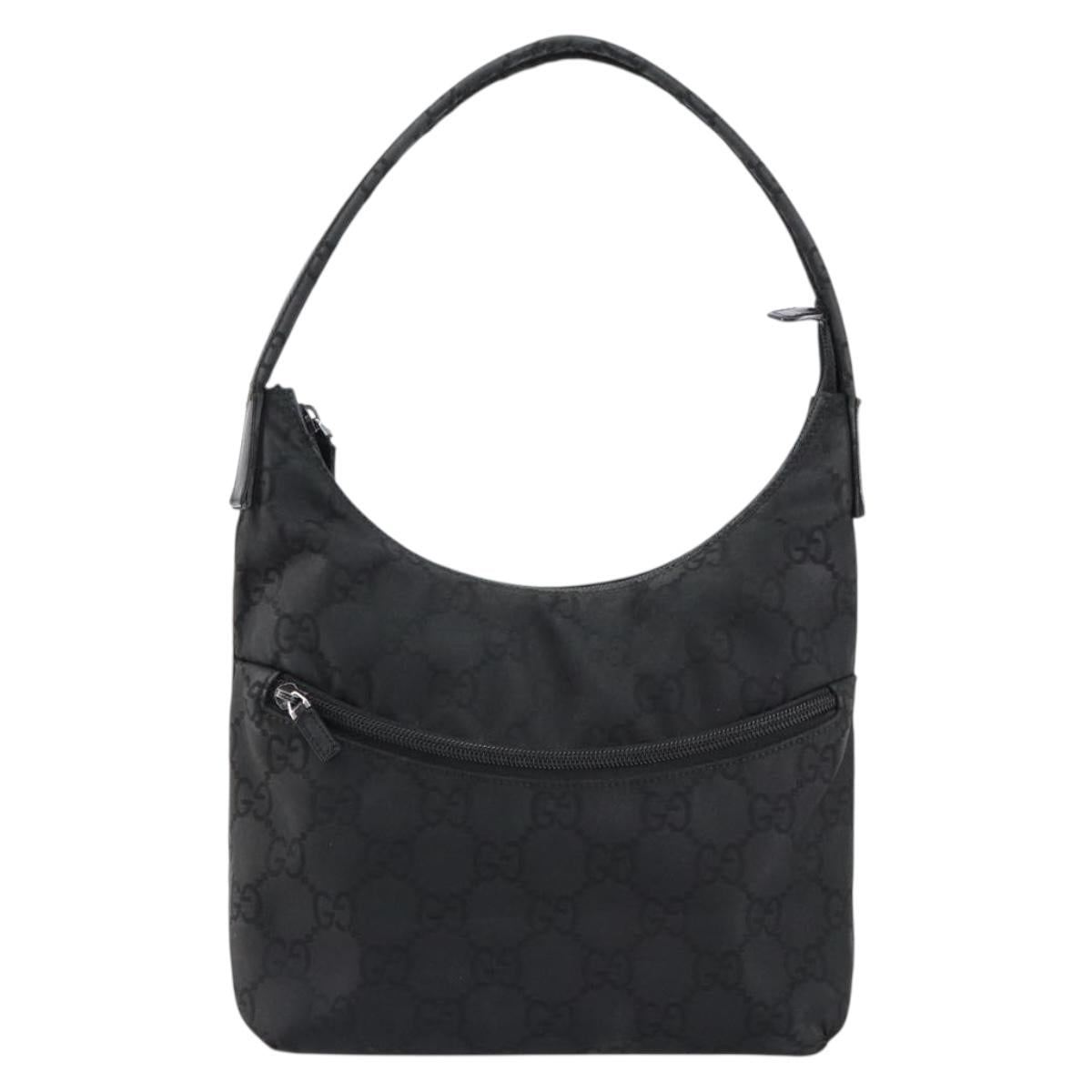 GUCCI GG Canvas Shoulder Bag Nylon Black Silver 001 3386 Auth bs30841