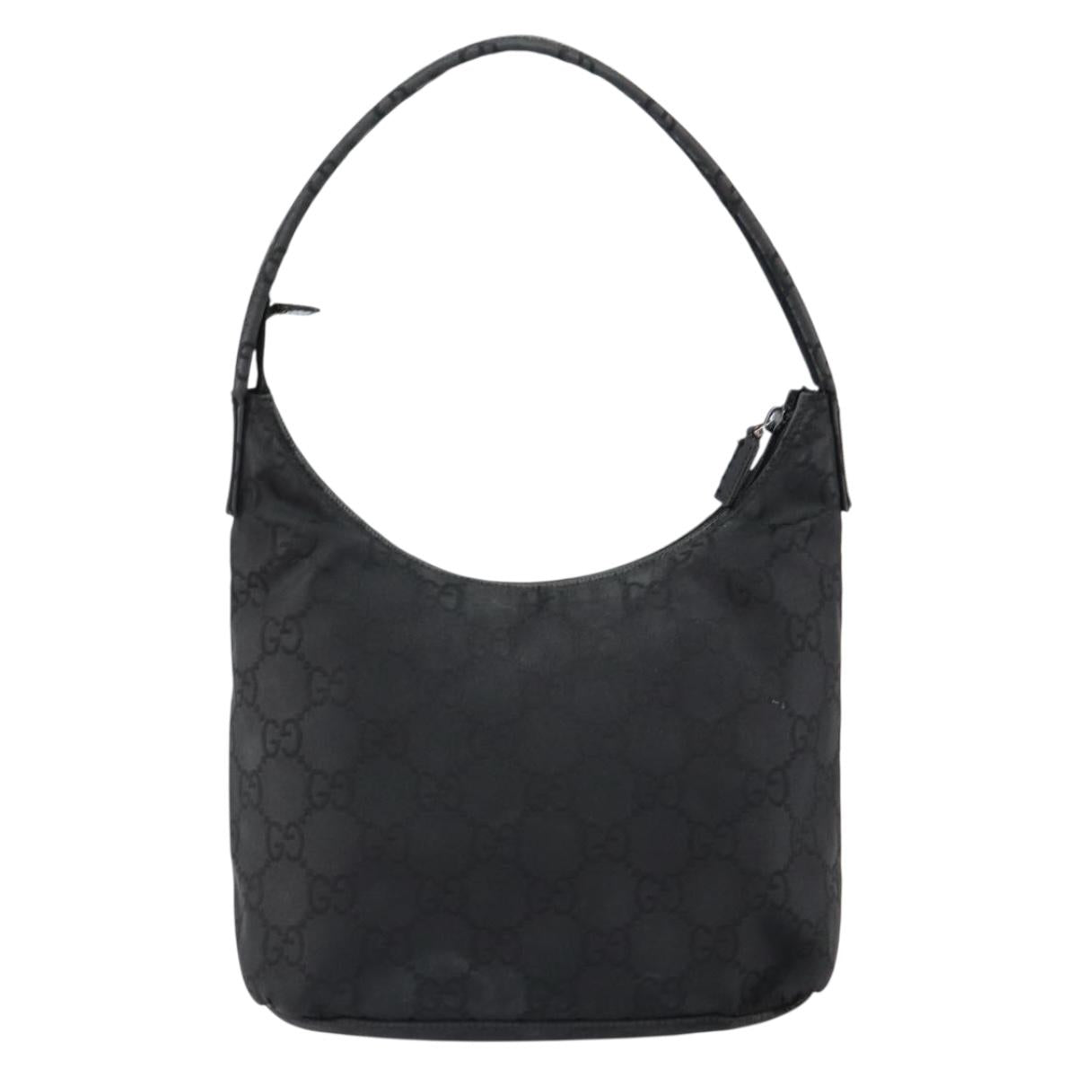 GUCCI GG Canvas Shoulder Bag Nylon Black Silver 001 3386 Auth bs30841