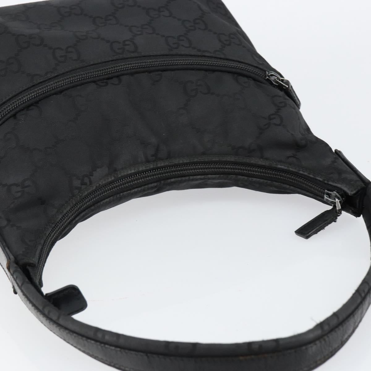 GUCCI GG Canvas Shoulder Bag Nylon Black Silver 001 3386 Auth bs30841