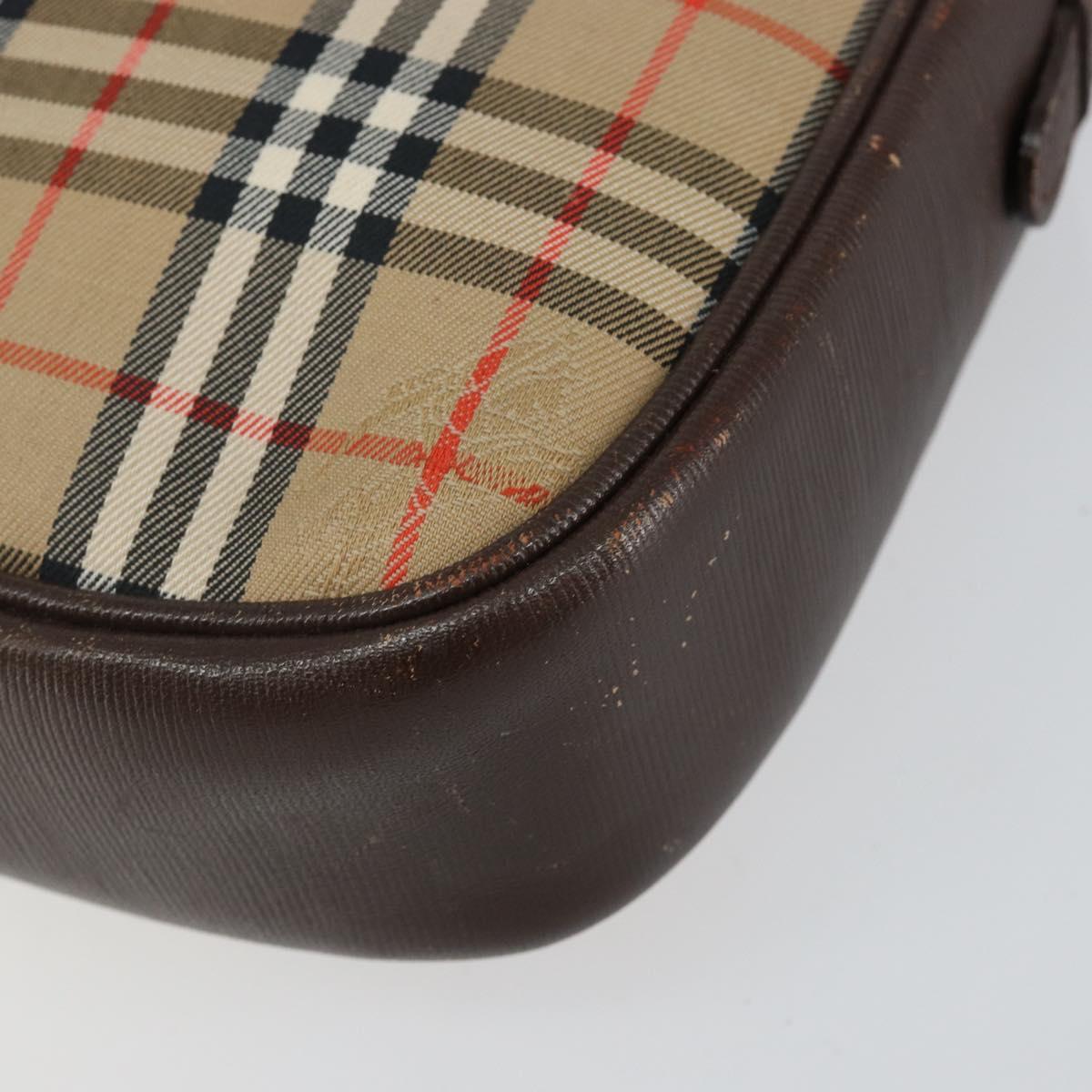 Burberrys Nova Check Shoulder Bag Canvas Beige Gold Auth bs30843