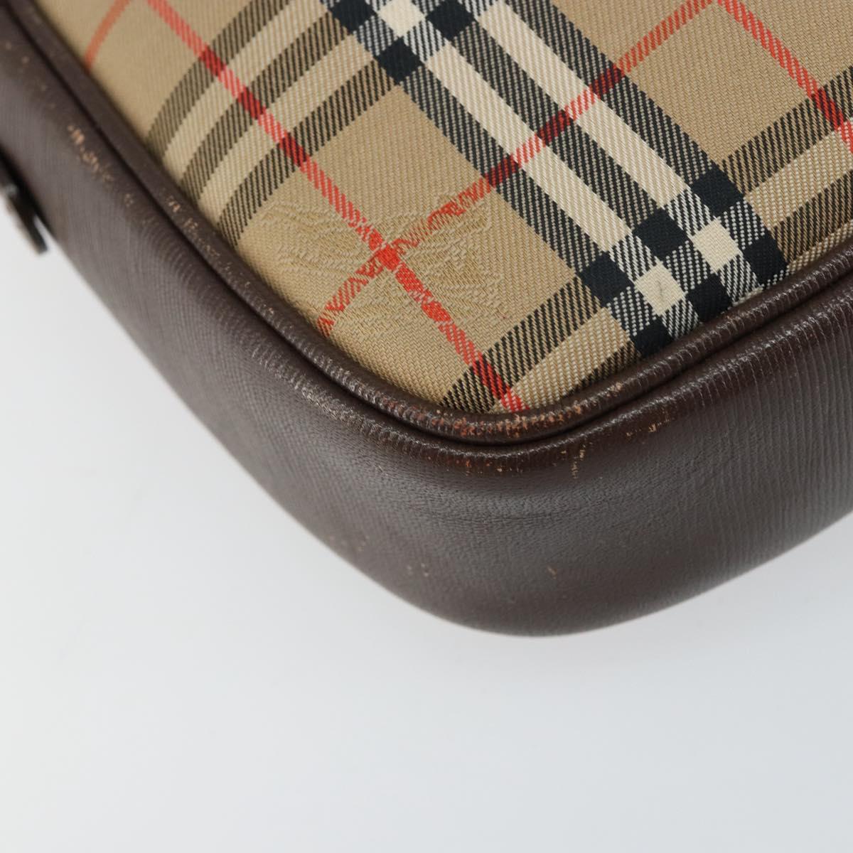 Burberrys Nova Check Shoulder Bag Canvas Beige Gold Auth bs30843