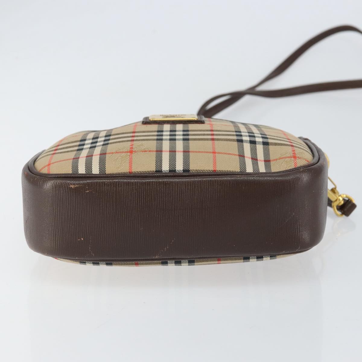 Burberrys Nova Check Shoulder Bag Canvas Beige Gold Auth bs30843