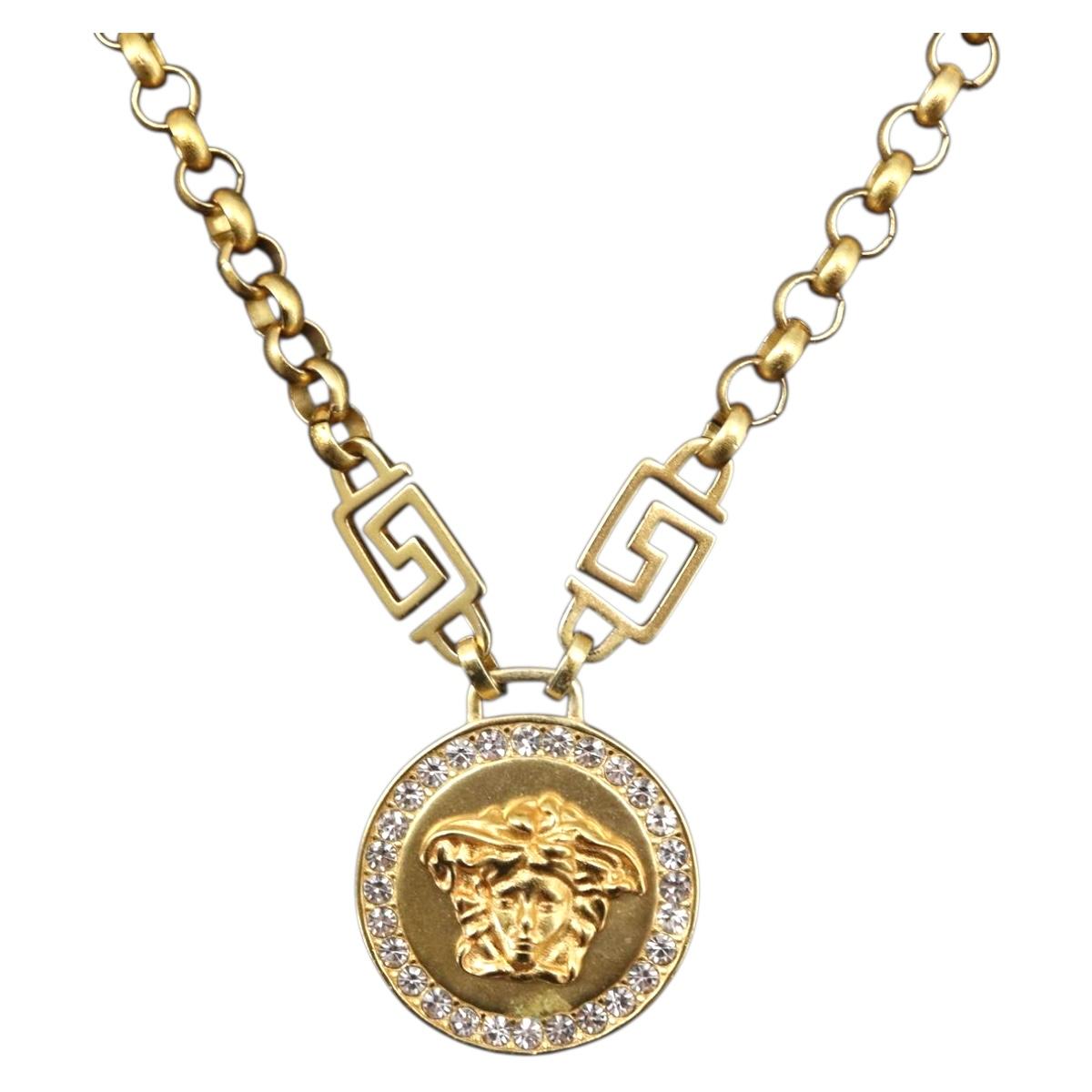 VERSACE Medusa Necklace metal Gold Auth bs30845