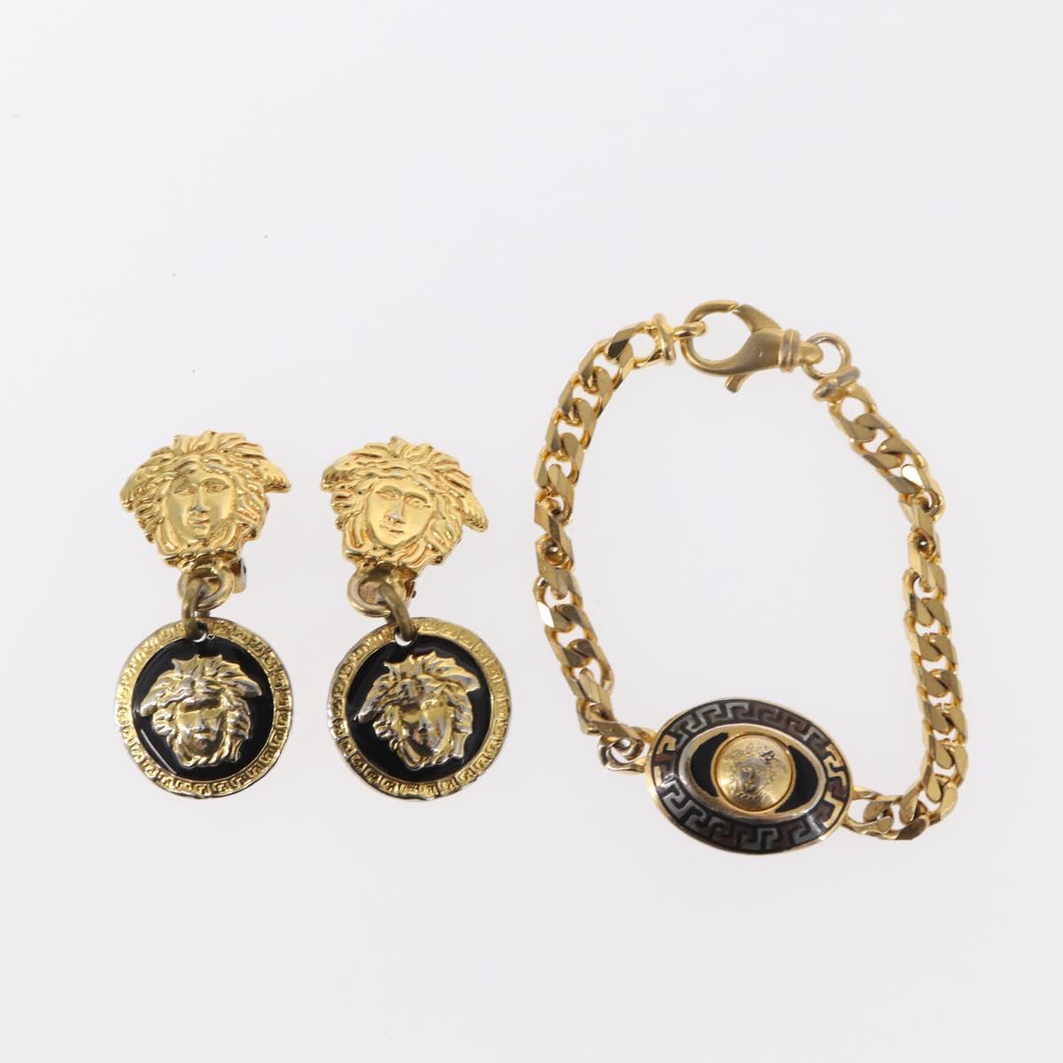 VERSACE Necklace metal 4 Set Gold Silver Auth bs30846