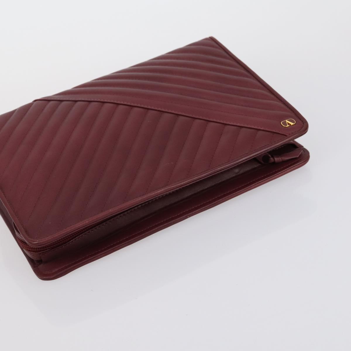 VALENTINO Hand Bag Leather Suede 3 Set Red Brown Auth bs30849