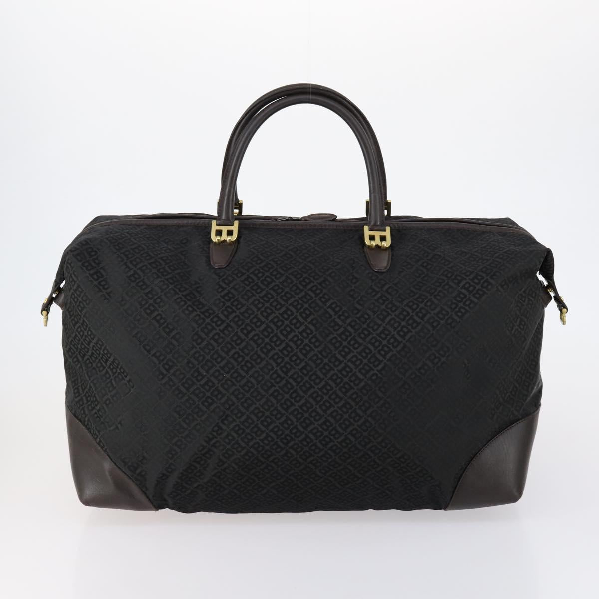 BALLY Boston Bag Leather Nylon 2 Set Black Auth bs30850