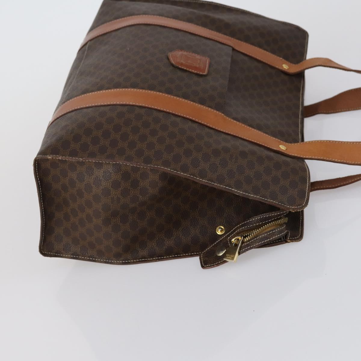 CELINE Macadam Canvas Tote Bag PVC Leather 2 Set Brown Auth bs30852