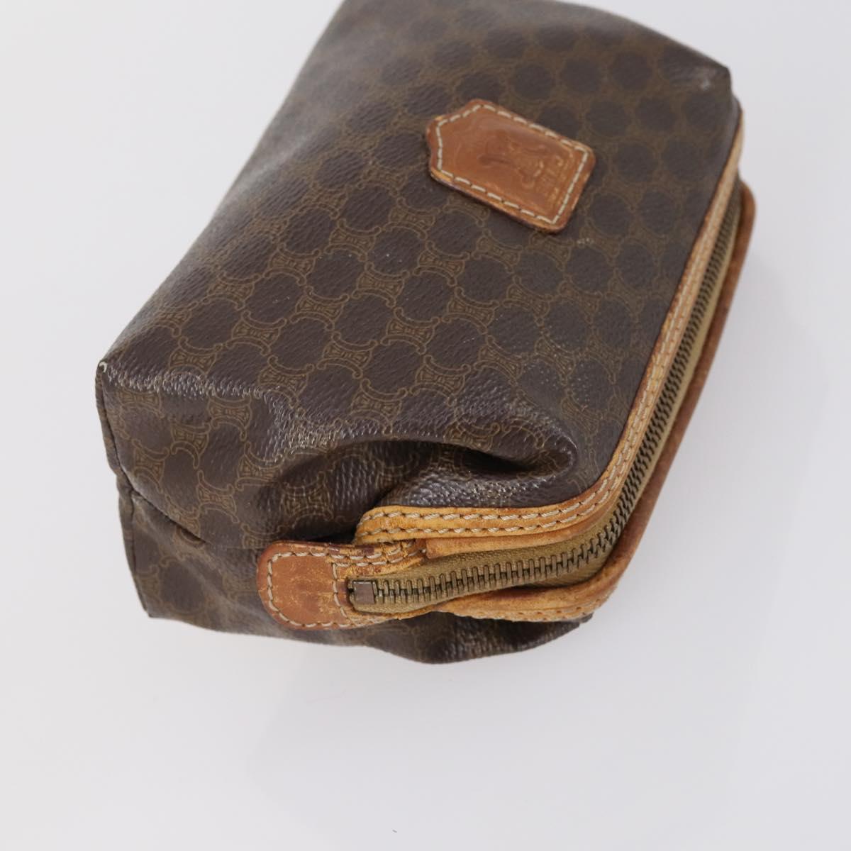 CELINE Macadam Canvas Clutch Bag PVC Leather 3 Set Brown Auth bs30854