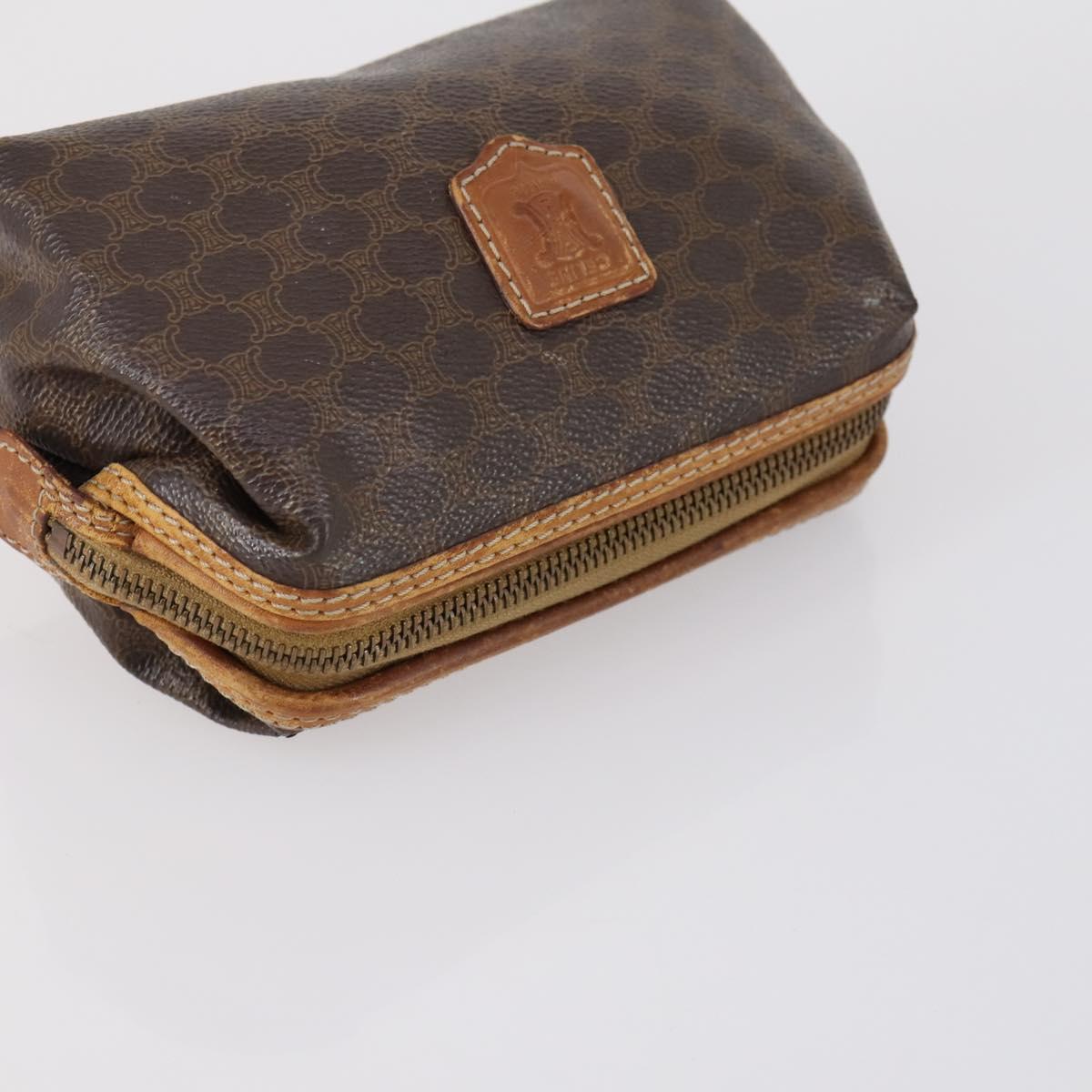 CELINE Macadam Canvas Clutch Bag PVC Leather 3 Set Brown Auth bs30854