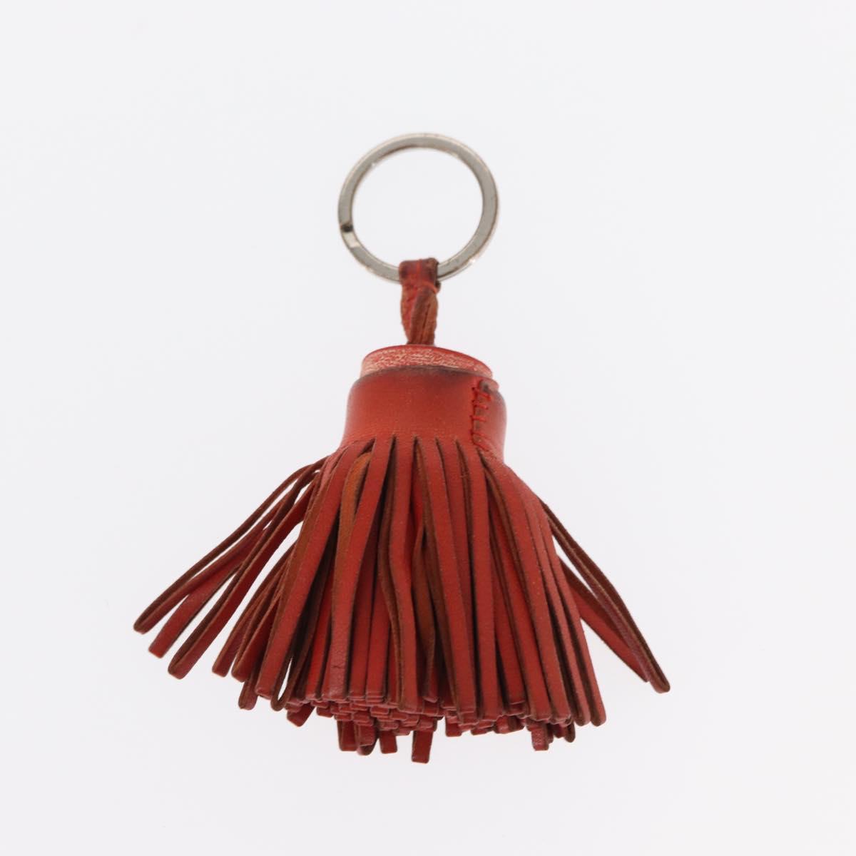 HERMES Charm Metal Leather 3 Set Red Gold Silver Auth bs30857