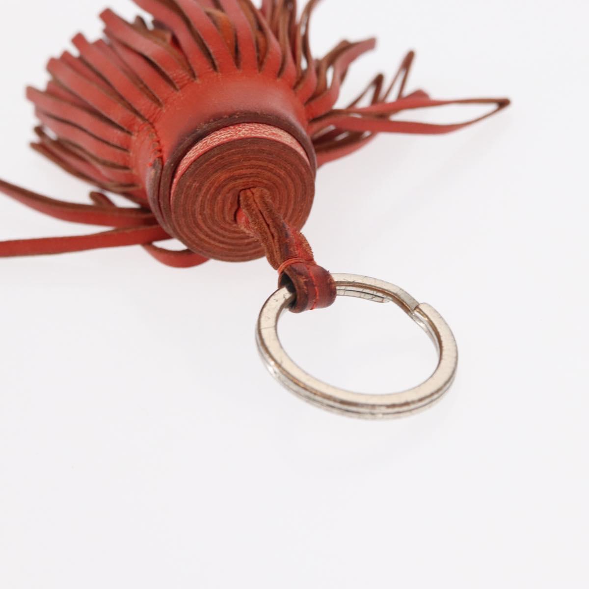 HERMES Charm Metal Leather 3 Set Red Gold Silver Auth bs30857