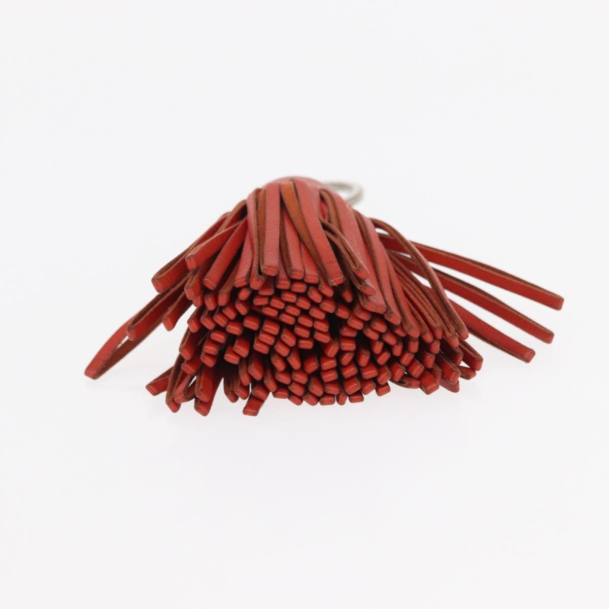 HERMES Charm Metal Leather 3 Set Red Gold Silver Auth bs30857