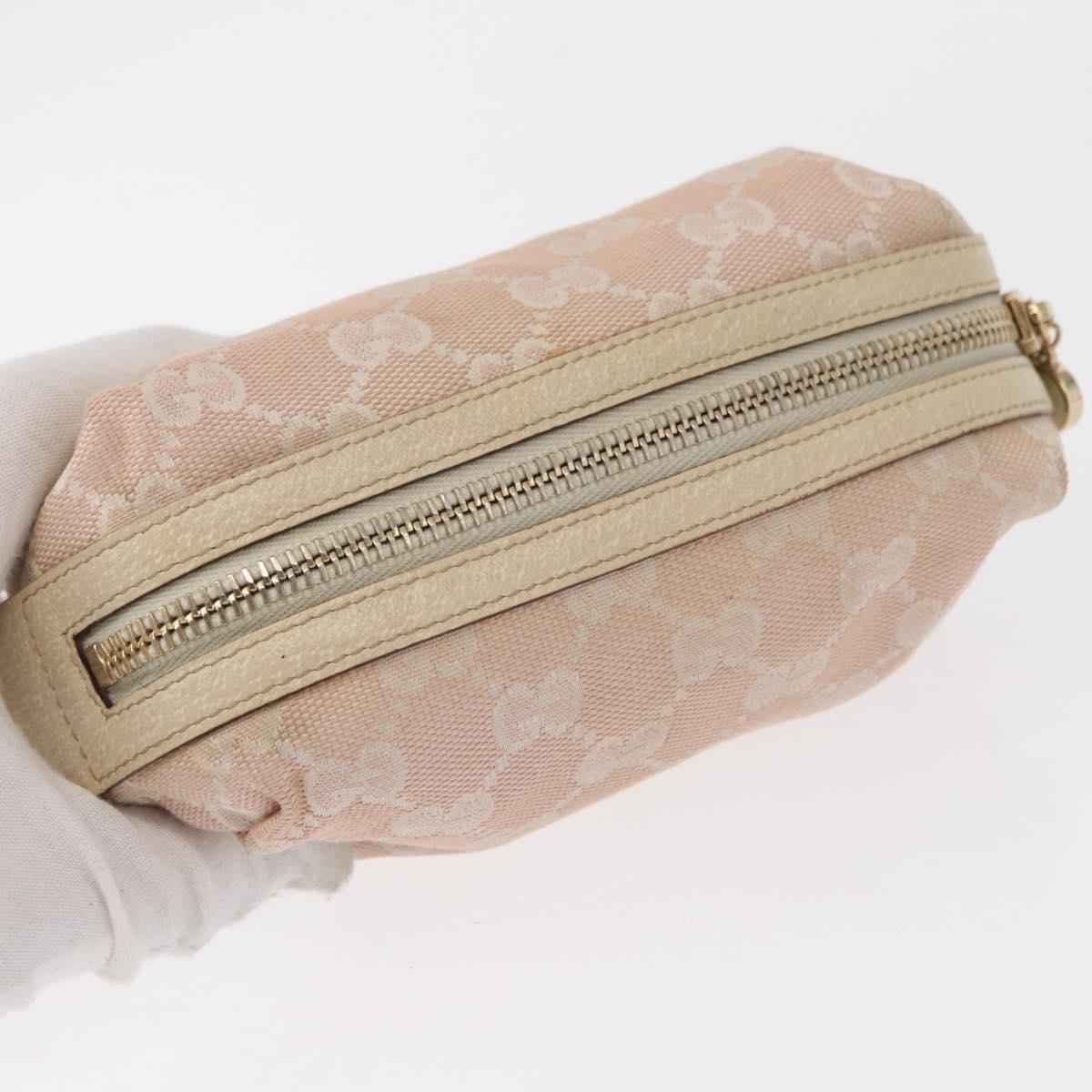 GUCCI GG Canvas Pouch 3 Set Pink Gold beige Auth bs30858