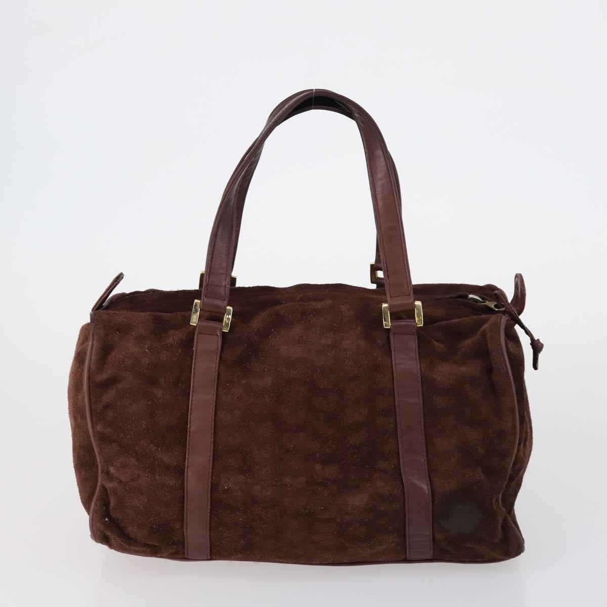 Christian Dior BOTTEGA VENETA Hand Bag Suede PVC 2 Set Brown Gold Auth bs30859